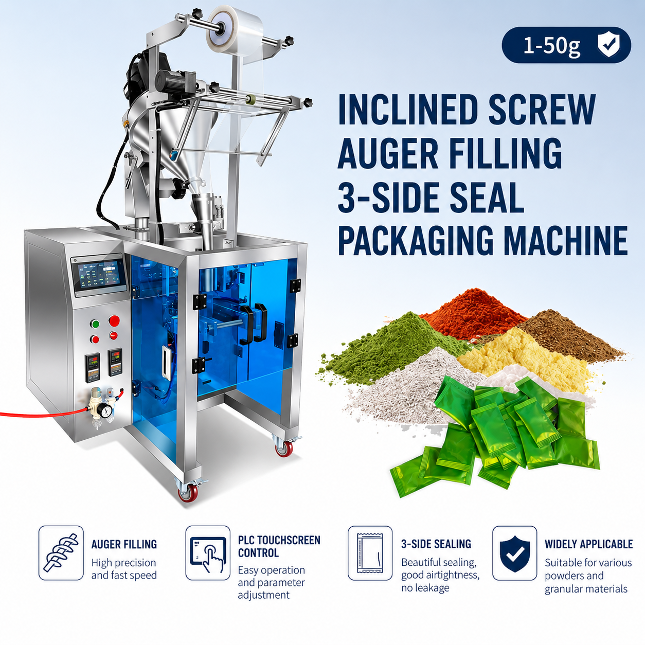 Hot Sale 1-50g Best Clamp-Pull-Cut Auger Powder Packaging Machine by HXD - Image 2