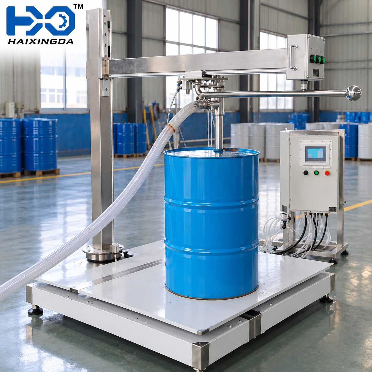 Semi Automatic Drum Filling Machine by Weight, Liquid Weighing for Chemical and Oil Barrels By HXD